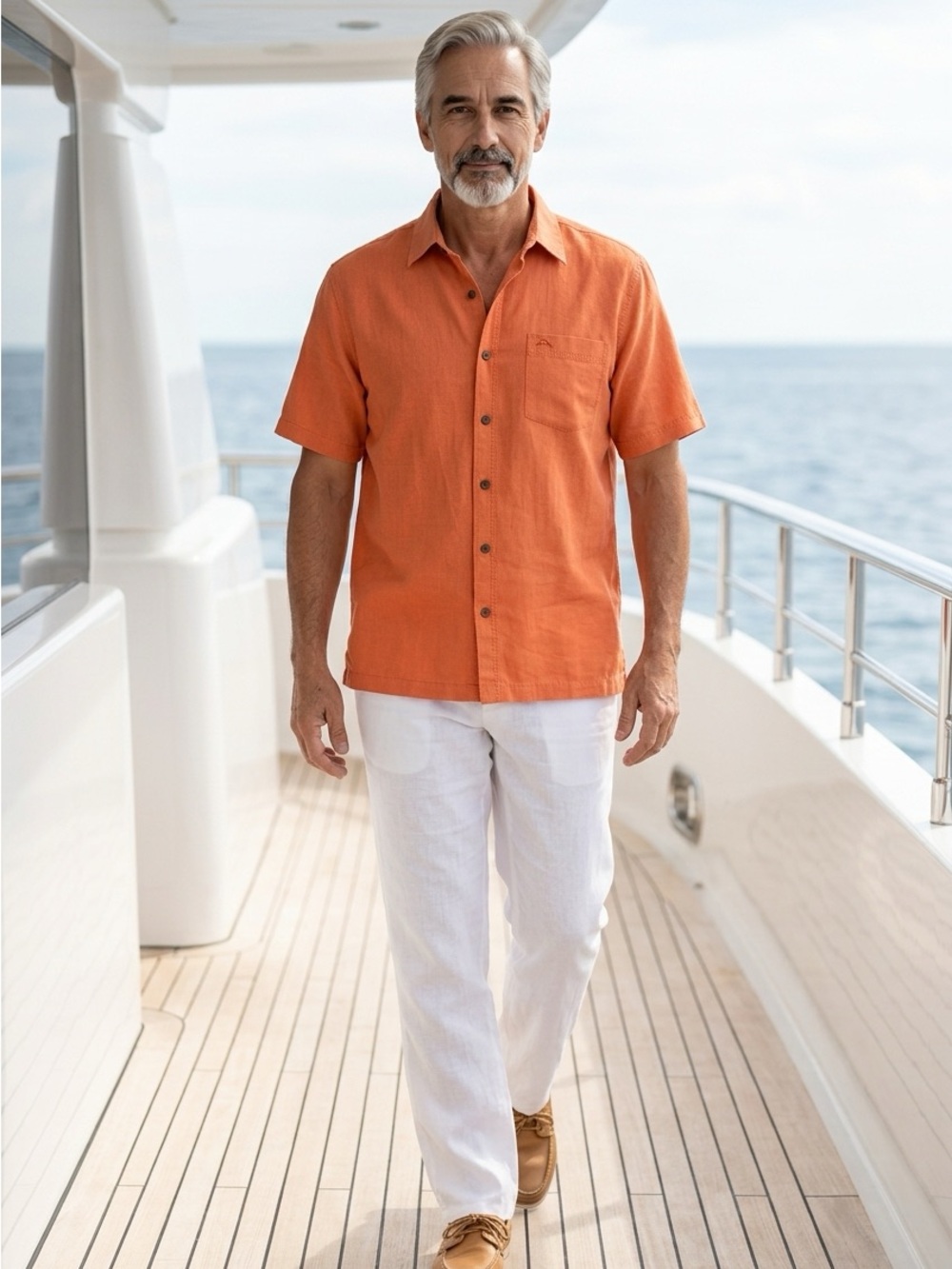Tommy Bahama IslandZone Mens Silk Blend Short Sleeve Camp Shirt Orange XL